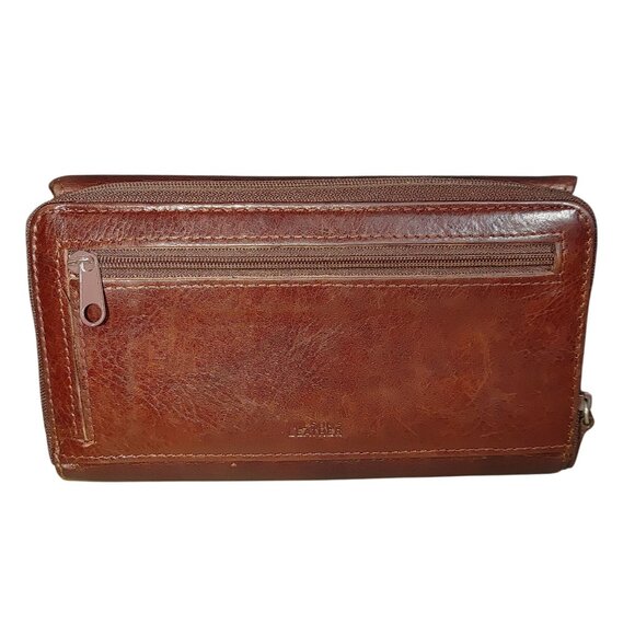 Leather Brown Wallet Vintage Wilson Multiple Compartments Snap Closure Organizer - Picture 2 of 12